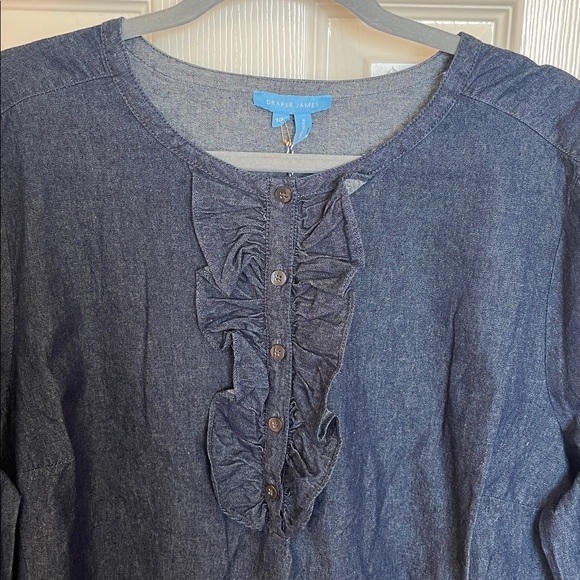 NWT Draper James Chambray Ruffle Shift Dress - Picture 3 of 8